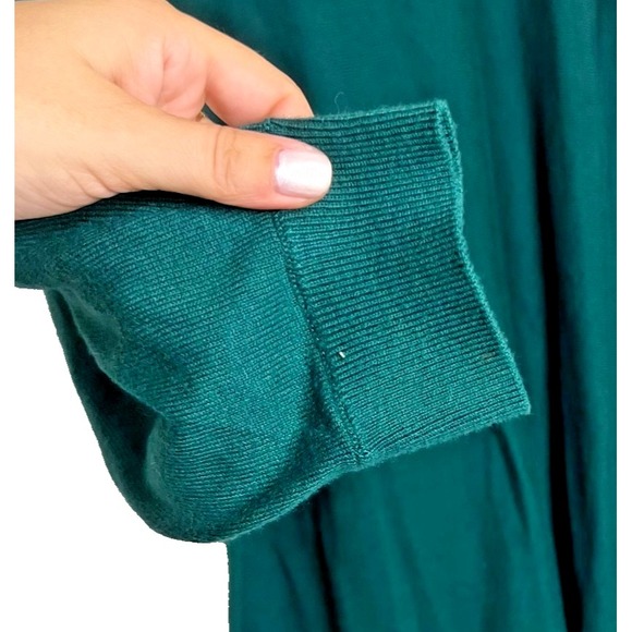 Loft Cold Shoulder Sweater Dark Kelly Green Sweater Rhinestones Sz Large Holiday - Picture 4 of 7